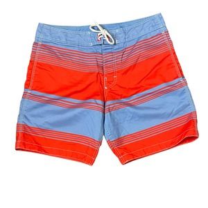 Gap Striped Boardshort Hi-Rise Pockets‎ Hybrid Tie Waist Swim Trunks Men Large